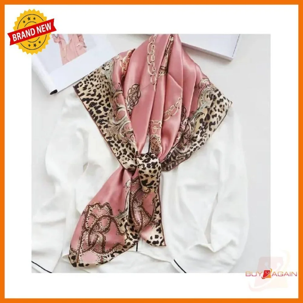 Large 43" Silk Square Scarf Shawl Head Wrap Versatile Accessory - Picture 7 of 8